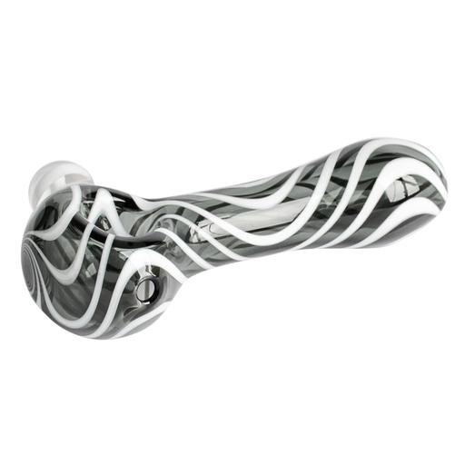 3.75" SMOKE ZEBRA SPOON HAND PIPE W/MUS by Red Eye Glass